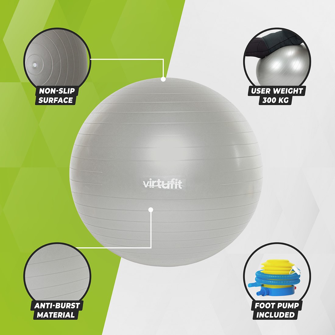 GymBall pour exercices de fitness divers avec surface antidérapante