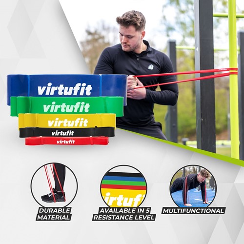 VirtuFit Pro Power Band - Weerstandskabel - Fitness Elastiek - Extra Licht (15 mm) - Rood-3