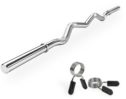 VirtuFit Curlstang - EZ Halterstang - 120 cm - Veerclip - 30 mm