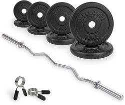 Kit d'Haltères en Fonte VirtuFit - Barre EZ Curl - Collier à ressort - 30 mm - 43 kg