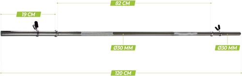 VirtuFit Halterstang - 120 cm - Veerclipsluiting - 30 mm-2