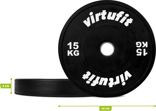 VirtuFit Bumper Plate - Olympische Halterschijf van Rubber - dikte