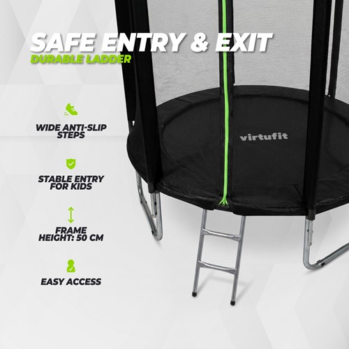 Trampoline VirtuFit avec filet de sécurité - Noir - 183 cm-3