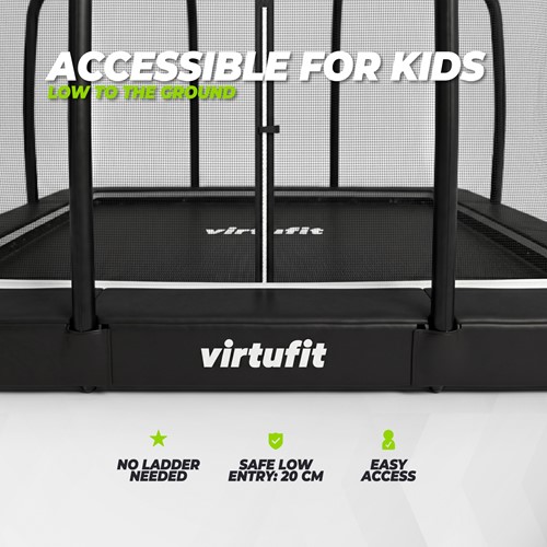 VirtuFit Premium Inground Trampoline met Veiligheidsnet - Zwart - 244 x 366 cm-3