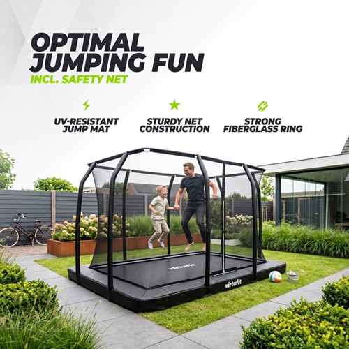 VirtuFit Premium Inground Trampoline met Veiligheidsnet - Zwart - 244 x 366 cm-2