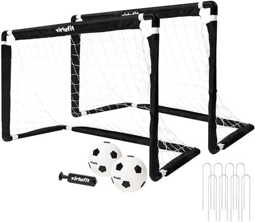 VirtuFit Kinder Voetbaldoelen Set met 2 Ballen en Pomp - Voetbalgoals - 92 x 64 cm