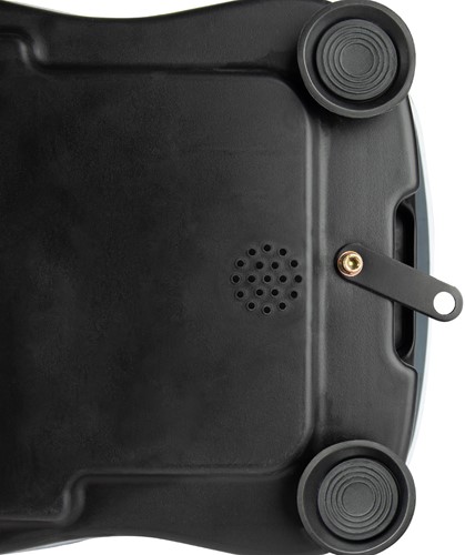 Detailopname van de onderzijde van de VirtuFit Trilplaat met de stevige anti slip doppen voor maximale stabiliteit.