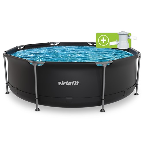 Piscine Ronde VirtuFit - Ø244 x 76 cm - Anthracite - Inclut une Pompe de Filtration