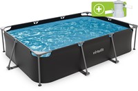 VirtuFit Rechthoekig Zwembad - 300 x 210 x 66 cm - Antraciet - Inclusief Filterpomp