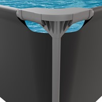 Detailopname van de stevige hoekverbinding van het VirtuFit opzetzwembad frame.