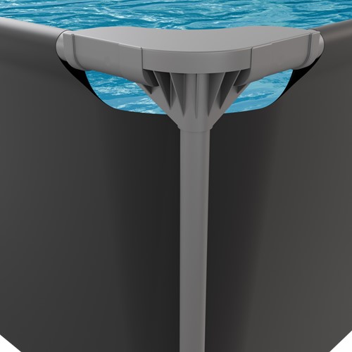Detailopname van de stevige hoekverbinding van het VirtuFit opzetzwembad frame.