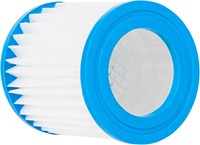 Zijaanzicht van de witte VirtuFit Filter Cartridge Type H met lamellenstructuur en blauwe eindkappen voor optimale waterfiltratie.