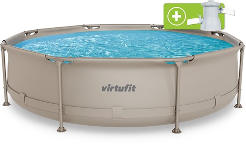 VirtuFit Rond Zwembad - Ø305 x 76 cm - Beige - Inclusief Filterpomp
