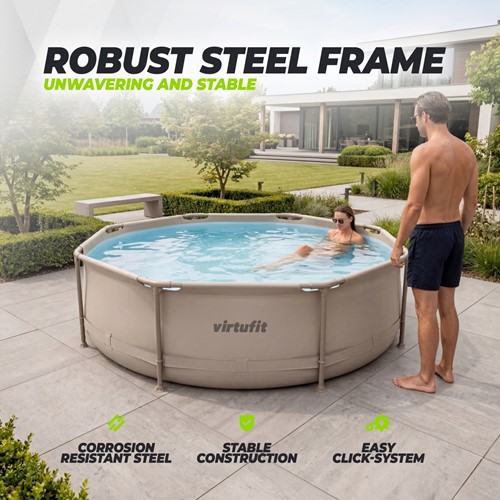 VirtuFit Rond Zwembad - Ø305 x 76 cm - Beige - Inclusief Filterpomp-3