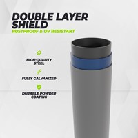 Detailopname infographic van de dubbele beschermlaag van het hoogwaardige stalen VirtuFit frame met volledig gegalvaniseerd materiaal en een slijtvaste poedercoating.