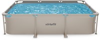 Vooraanzicht van het beige VirtuFit Frame Zwembad 300 x 210 x 75 cm uitgevoerd met een duurzaam PVC zeil.