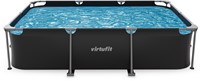 Vooraanzicht van het VirtuFit Rechthoekig Frame Zwembad 300 x 207 cm in antraciet uitvoering met focus op de stevige zijsteunen en het strakke design op een witte achtergrond.