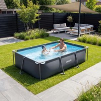 VirtuFit Rechthoekig Zwembad - 300 x 210 x 66 cm - Antraciet - Inclusief Filterpomp-2