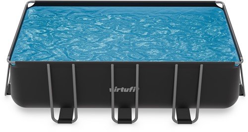 Bovenaanzicht van het gevulde VirtuFit zwembad 400x200 cm uitgevoerd in stijlvol antraciet zonder pomp.