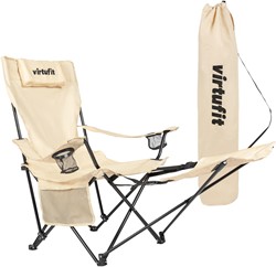 VirtuFit Foldable Camping Chair avec repose-pieds - Beach Chair - Beige