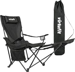 VirtuFit Chaise de camping pliable avec repose-pieds - Chaise de plage - Noir