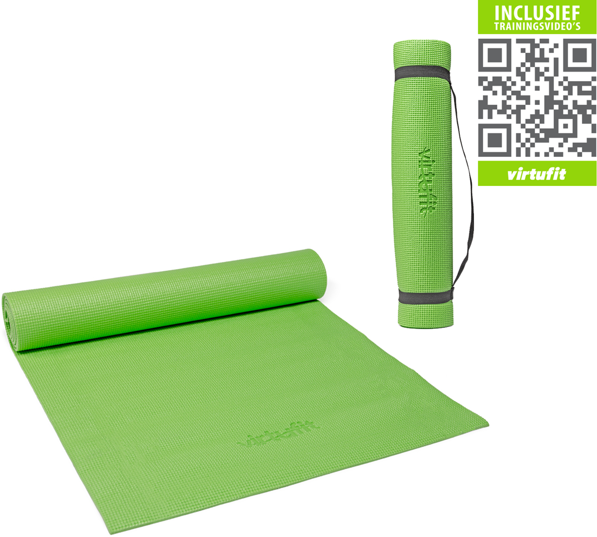 Elektrisch Likken merk VirtuFit Yogamat Met Draagkoord - 183 x 61 x 0.3 cm - Lichtgroen - Gratis  Trainingsvideo's | Fitwinkel.be