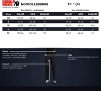 Monroe Leggings Size Chart