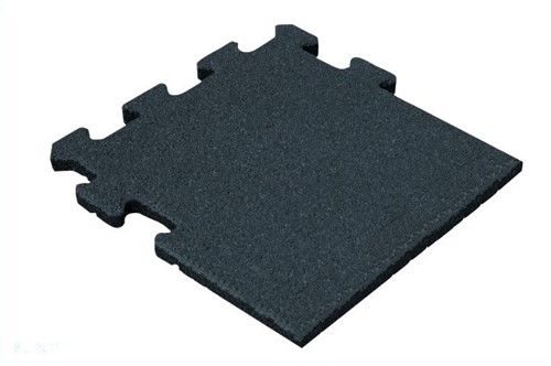 Rubber Tegel - Zijstuk - Puzzelsysteem - 50 x 50 x 2,5 cm - Zwart