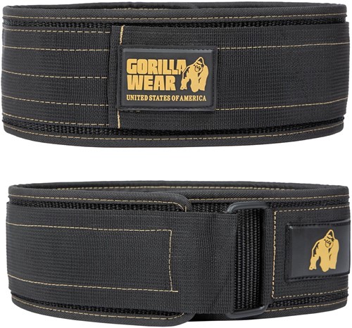 Gorilla Wear 4 Inch Nylon Lifting Belt - Zwart/Goud - M/L