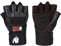 Gorilla Wear Dallas Wrist Wraps Gloves - Noir/Rouge Stitched