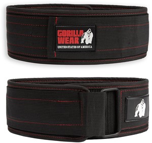 Gorilla Wear 4 Inch Nylon Lifting Belt - Zwart / Rood - L/XL